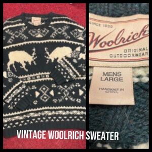 Woolrich Men's Sweater in Hunter and Ivory